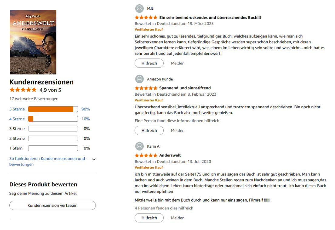 Weitere Amazon-Kundenrezensionen zu Anderswelt – Sein letzter Auftrag